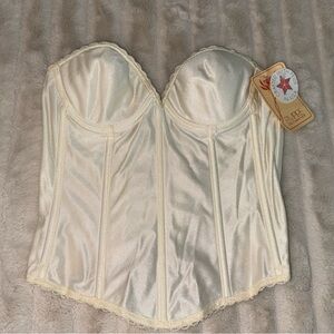 Vtg NWT Corset Bustier lace trim ivory empire Intimates sexy Boudoir 34A